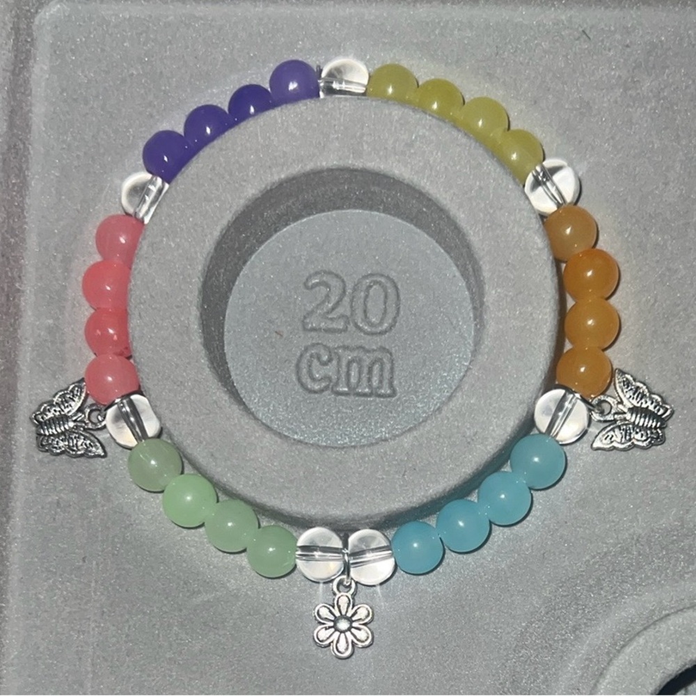 Colorful Beaded ankle Bracelet with Silver Charms